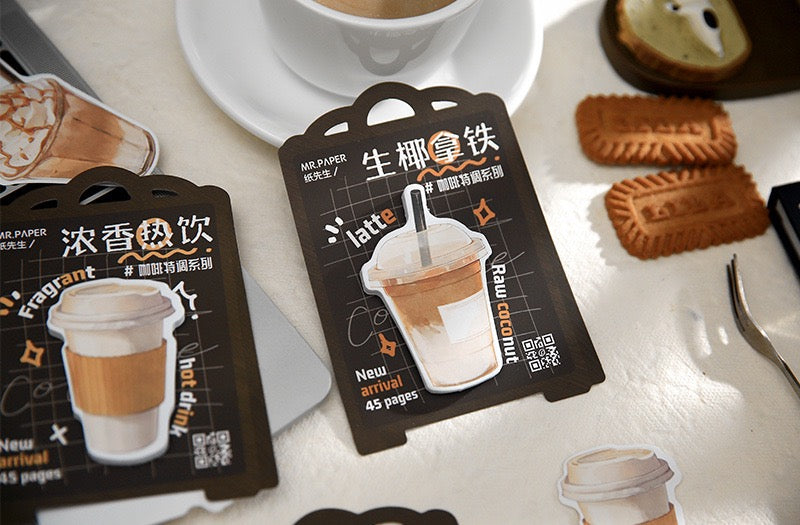 LuLuFun Studio Coffee Drink Sticky Notes – 45 Sheet Memo Pad Stationery