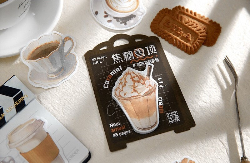 LuLuFun Studio Coffee Drink Sticky Notes – 45 Sheet Memo Pad Stationery