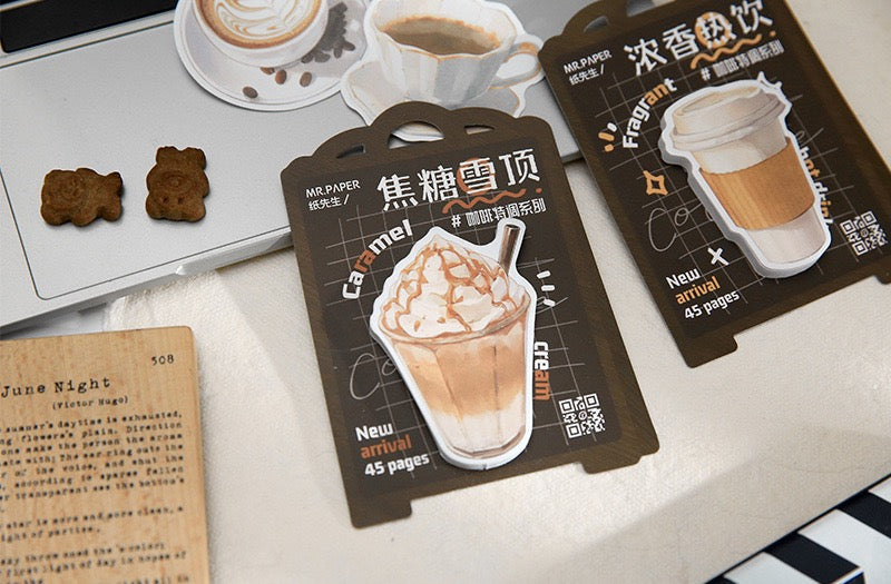 LuLuFun Studio Coffee Drink Sticky Notes – 45 Sheet Memo Pad Stationery