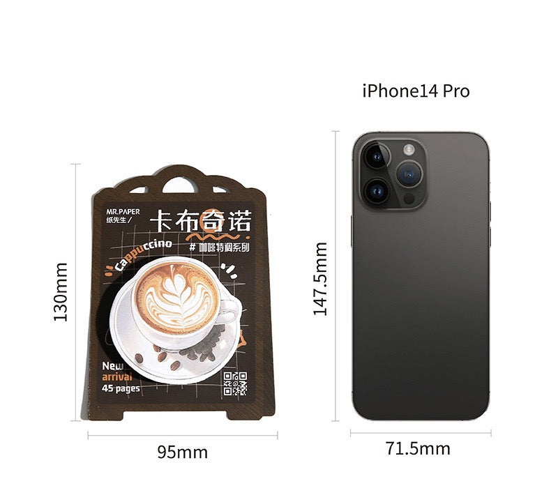 LuLuFun Studio Coffee Drink Sticky Notes – 45 Sheet Memo Pad Stationery