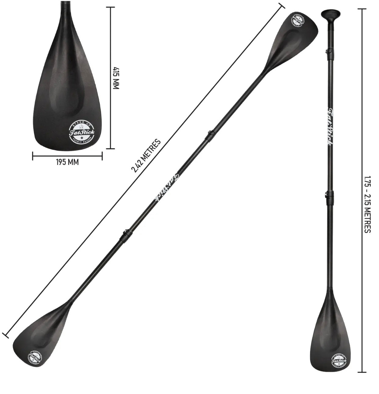 FatStick 4-Piece Carbon Shaft SUP & Kayak Conversion Travel Paddle