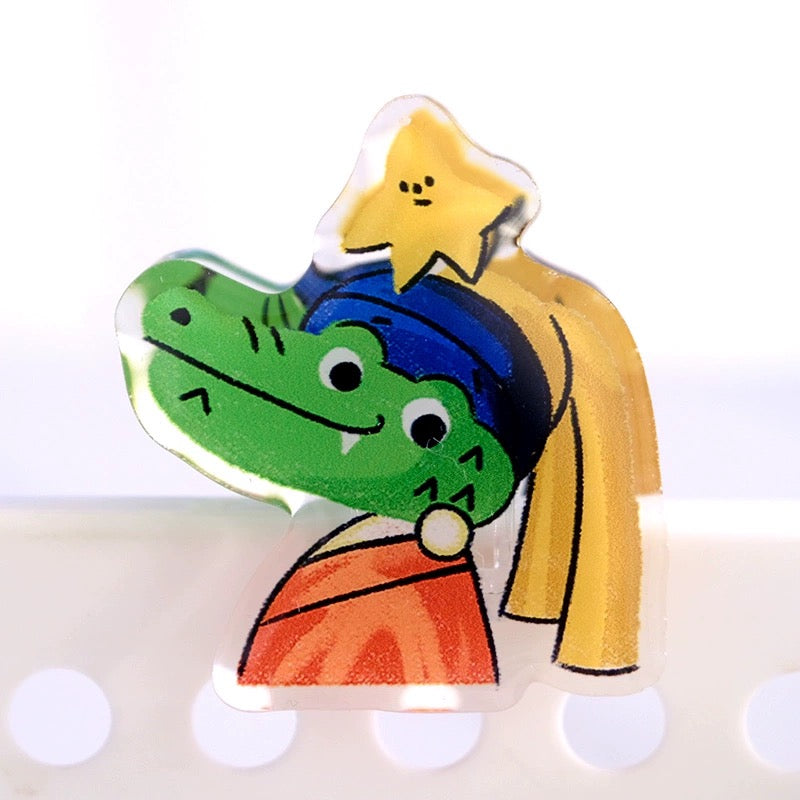 Acrylic Binder Clip – Girl & Pearl Earring Artistic Page Marker