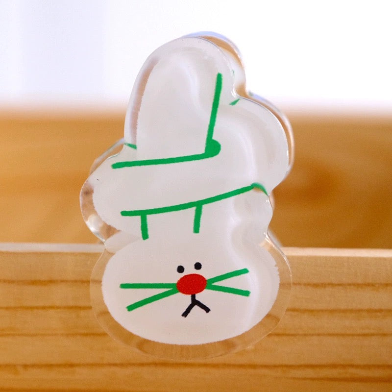 LuLuFun Studio Curly-eared Bunny Acrylic Binder Clip – Cute Stationery