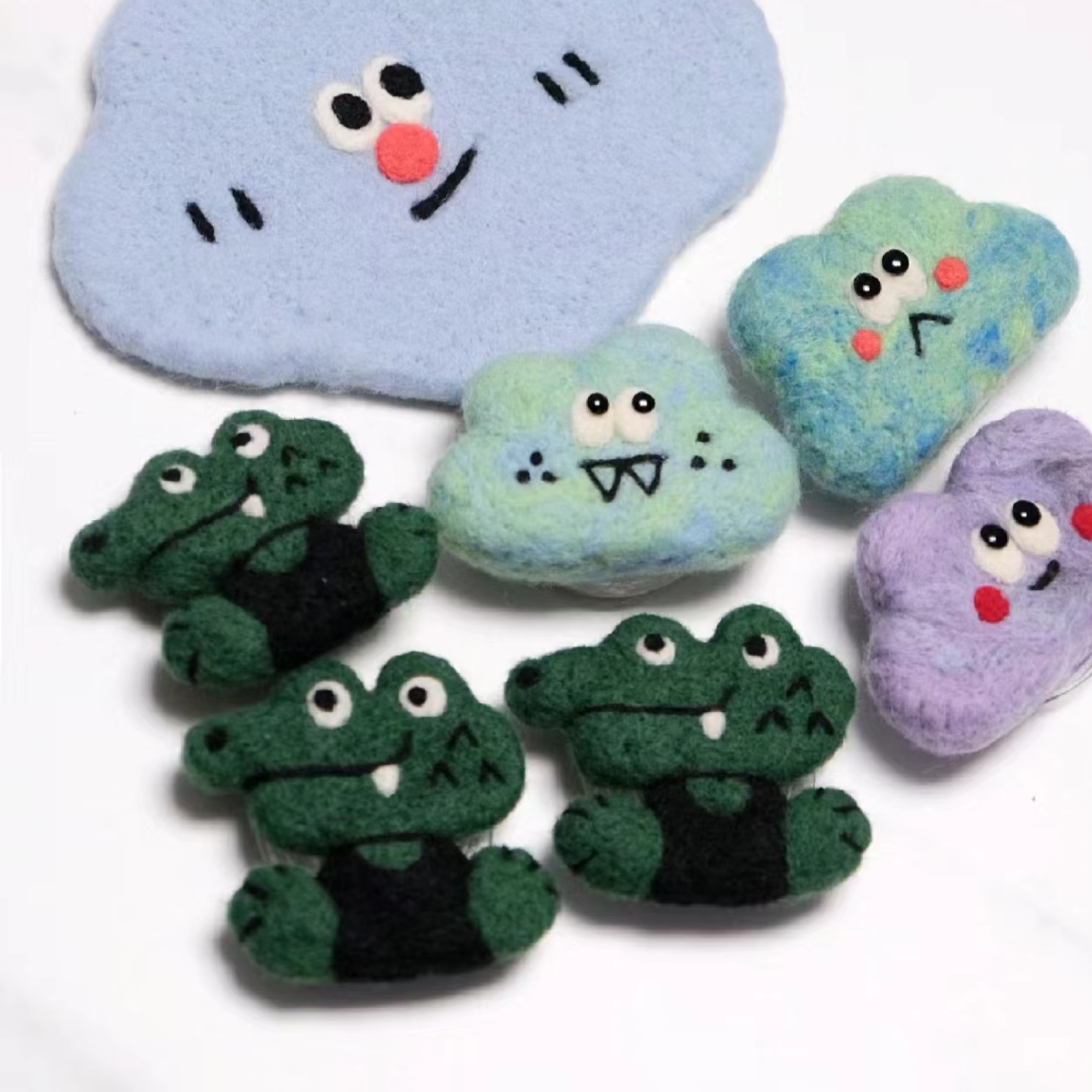 LuLuFun Studio NINIGOGO EGO Needle Felted Brooch – Handmade Fluffy Pin