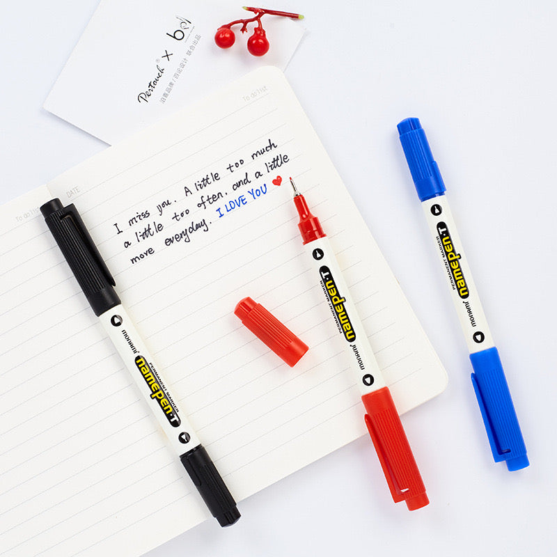 Monami Double-Ended Name Pen – 0.4mm/1.0mm Archival Journaling Pen