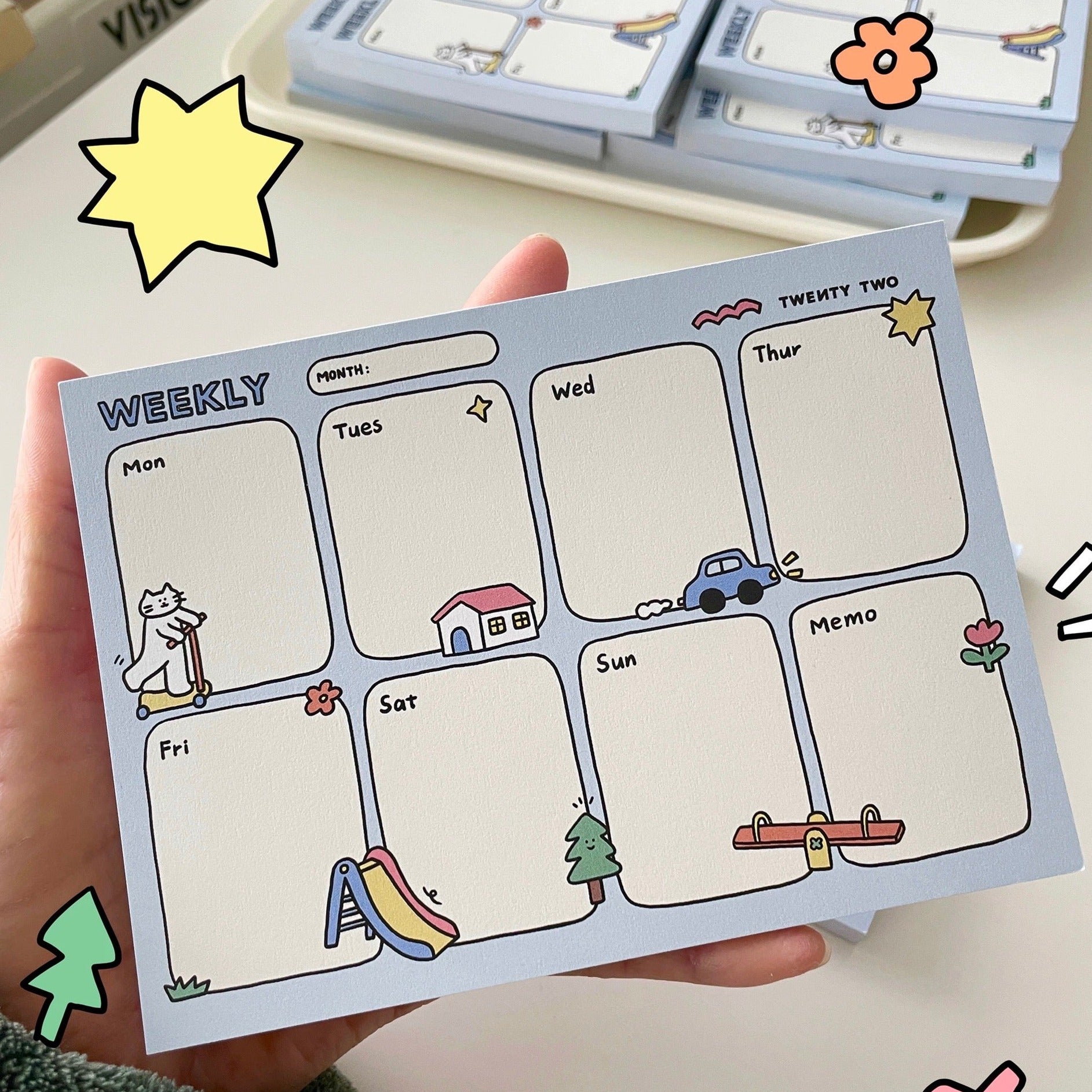 Weekly Planner Memo Pad by LuLuFun Studio – 50 Sheet Desk Note Pad