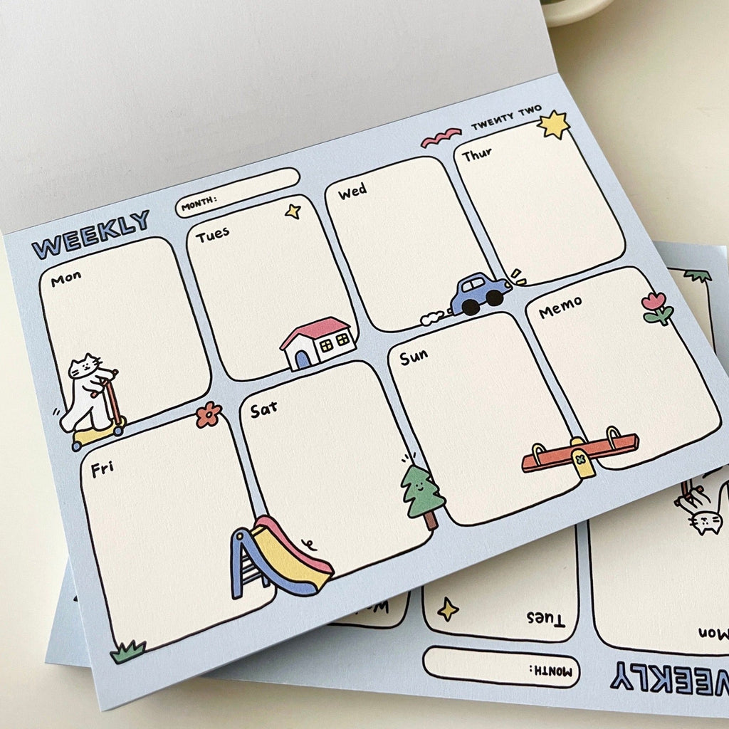 Weekly Planner Memo Pad by LuLuFun Studio – 50 Sheet Desk Note Pad