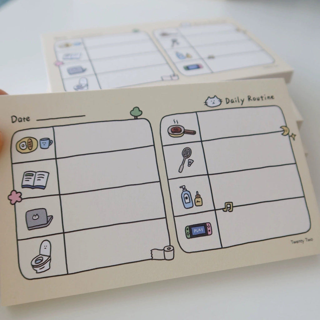 Daily Routine Memo Pad by LuLuFun Studio – 50 Sheet Productivity Note