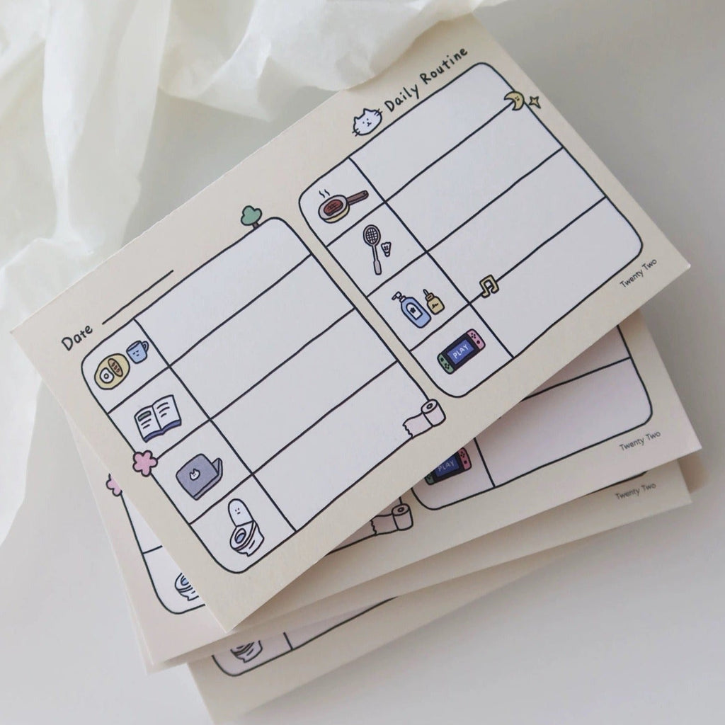 Daily Routine Memo Pad by LuLuFun Studio – 50 Sheet Productivity Note