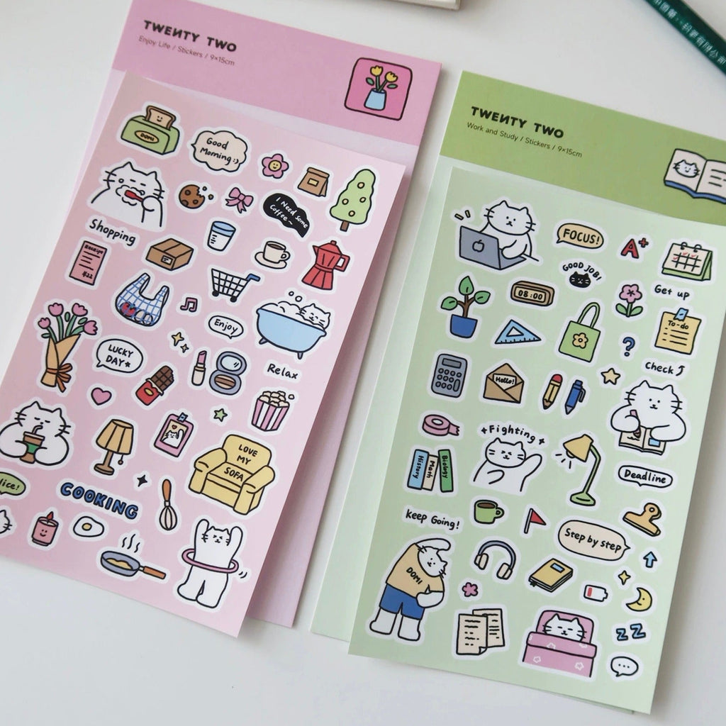 Kitty Diary Sticker Sheet by Twenty Two - Cute Journaling Stationery
