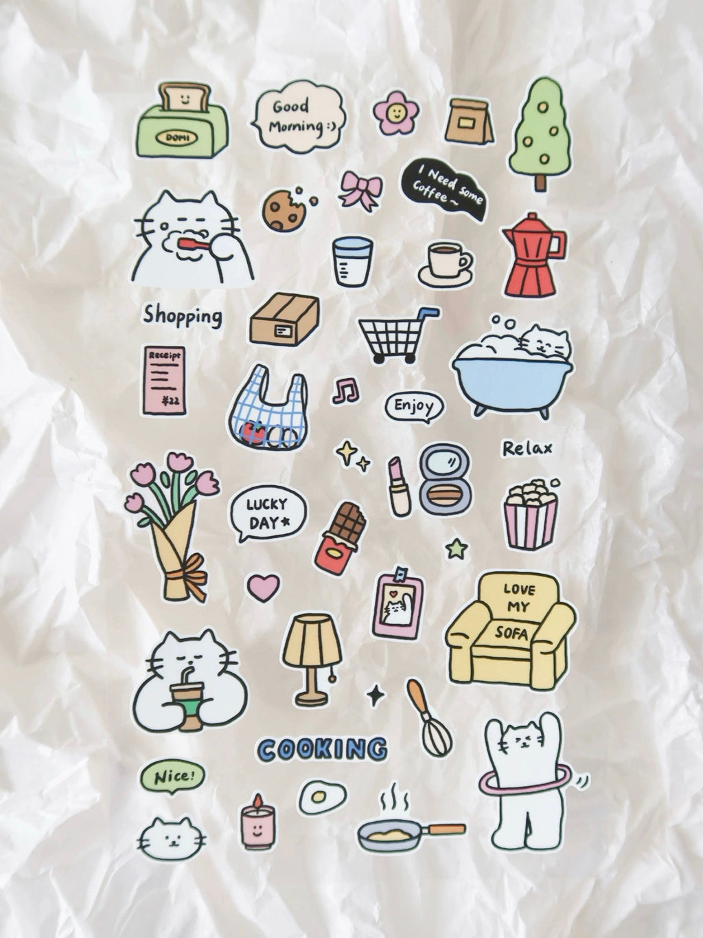 Kitty Diary Sticker Sheet by Twenty Two - Cute Journaling Stationery