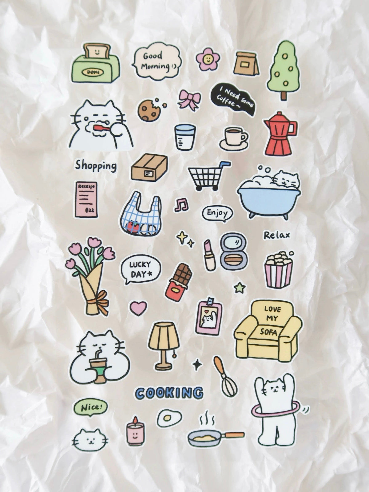 Kitty Diary Sticker Sheet by Twenty Two - Cute Journaling Stationery