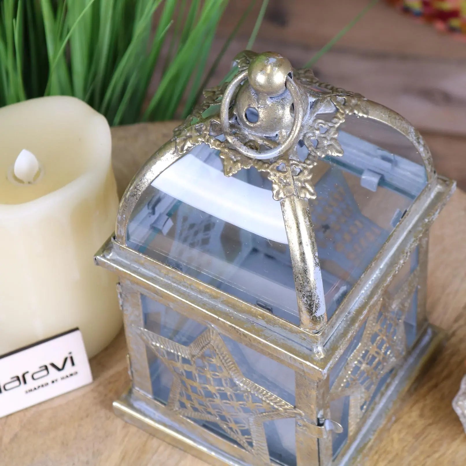 Patera Antique Style Square Lantern Star Design