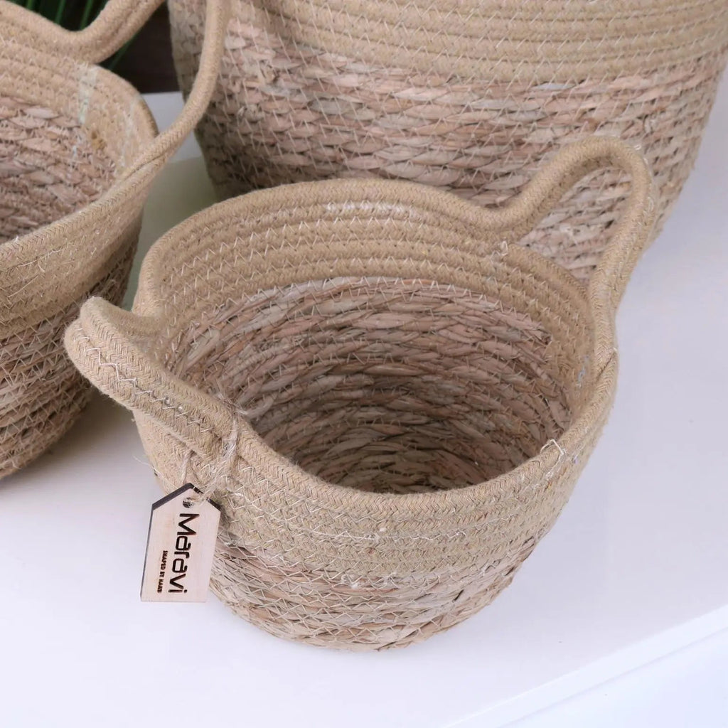 Sheyam Set of Storage Baskets Natural Grass Rope