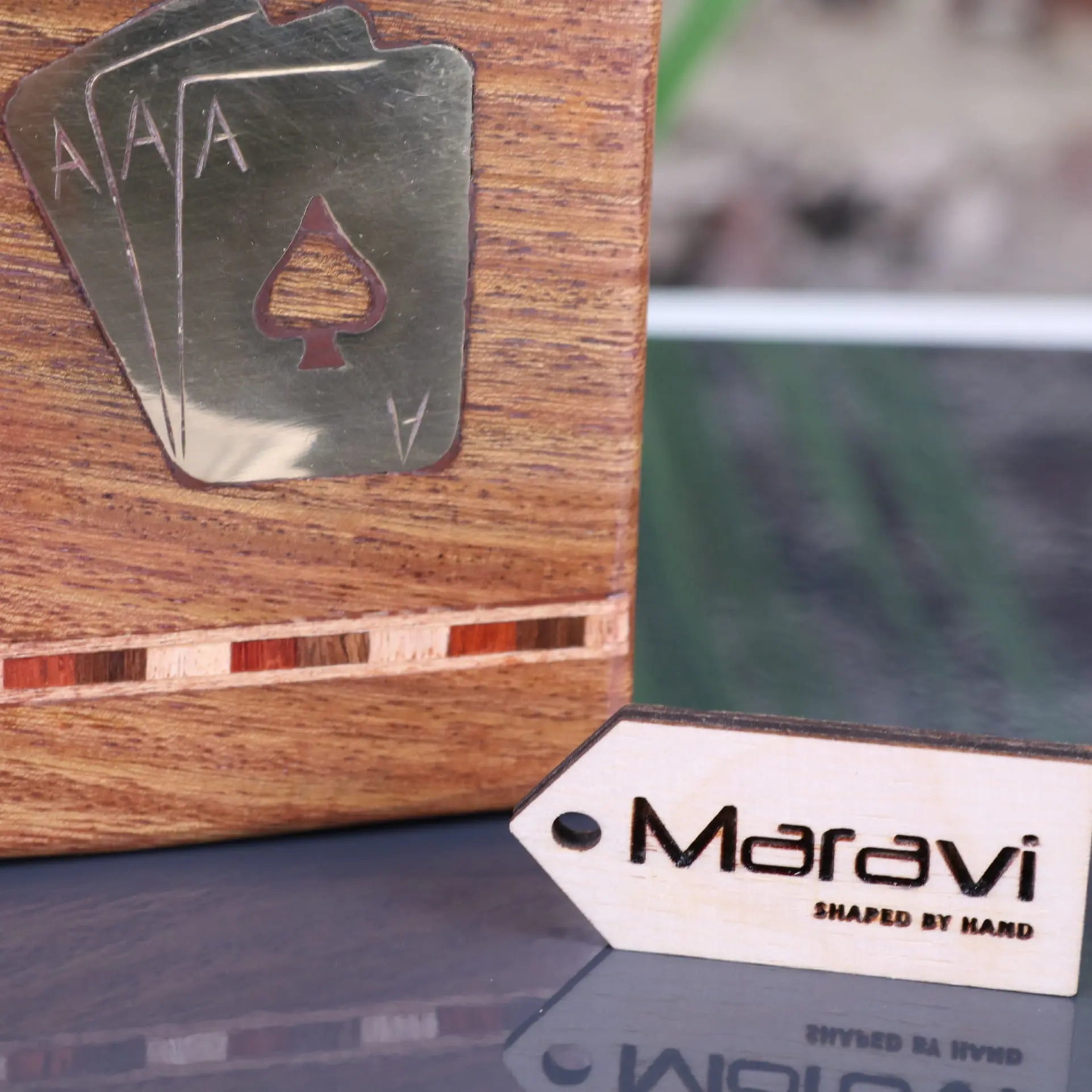 Begunia Double Wooden Playing Card Box With Playing Cards