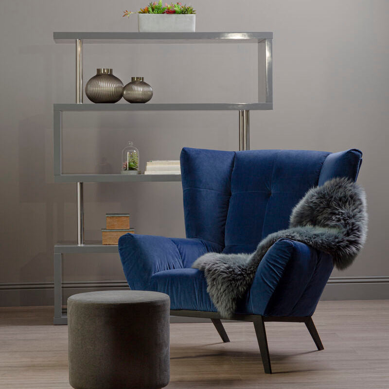 Orsina Maze 4-Tier Grey Gloss Shelf Unit – Modern Zigzag Bookshelf
