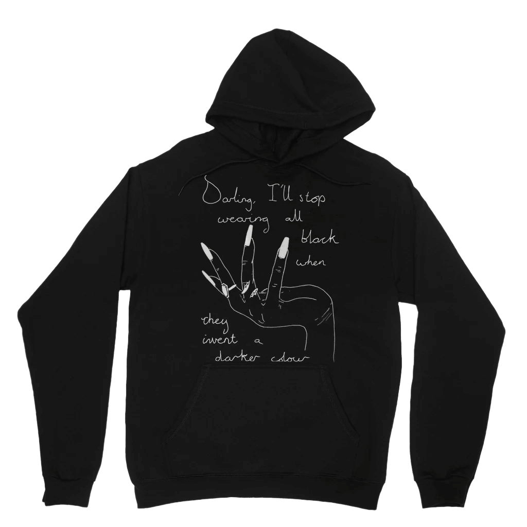 Kate's Clothing All Black Slogan Hoodie – Unisex Cotton Goth Pullover