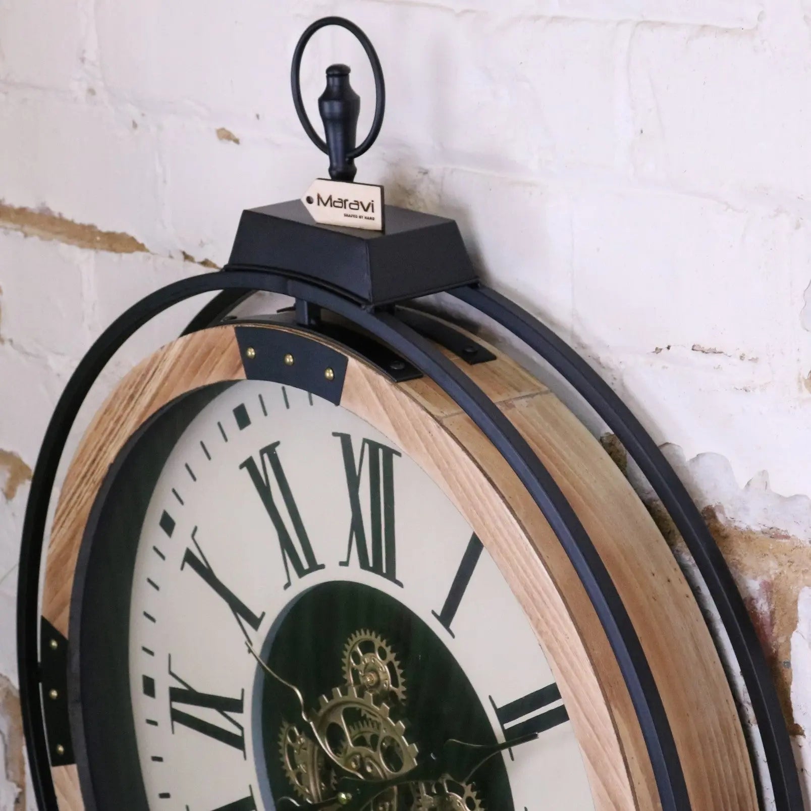 Industrial Large Cog Clock White and Gold