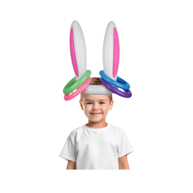 PoundFun Inflatable Bunny Ear Ring Toss Game – Easter Party Activity