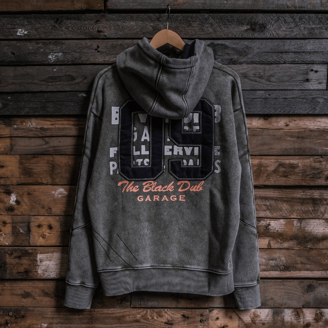 Uggly and Co Green Parts & Spares '09' Acid Wash Heavyweight Hoodie
