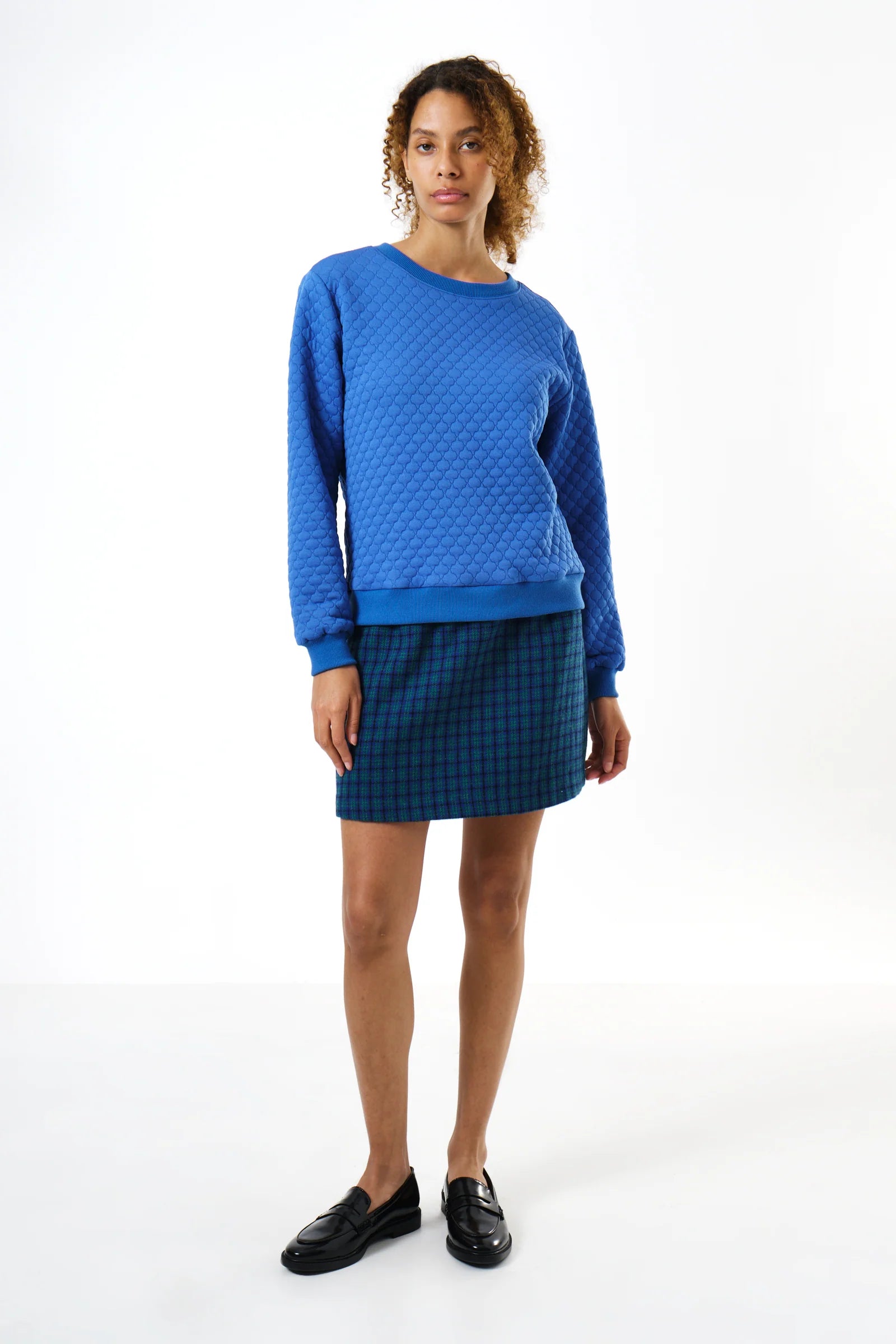 Jan Tile Quilted Sweatshirt - Blue