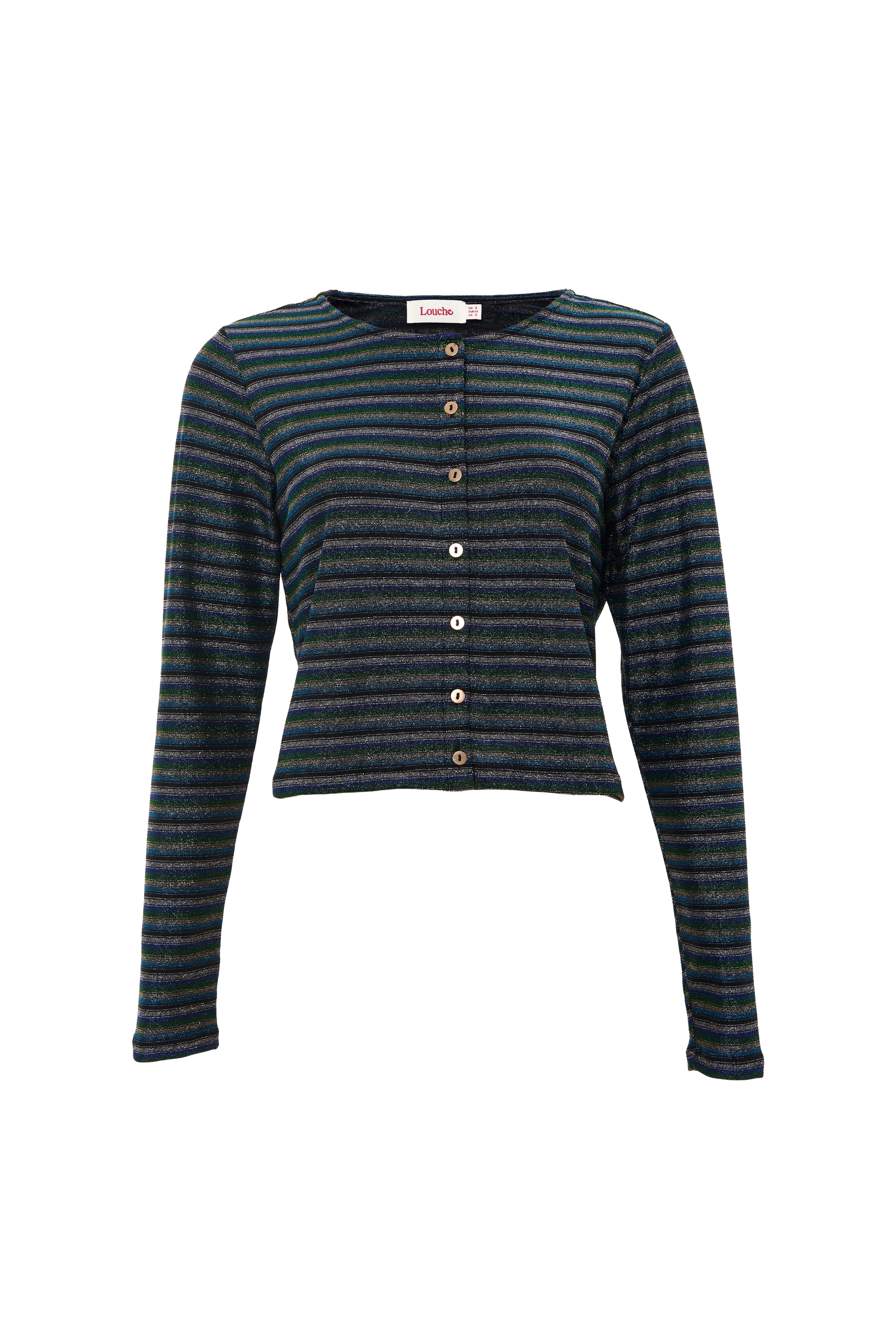 Jayda Sparkle Stripe Cardigan - Silver