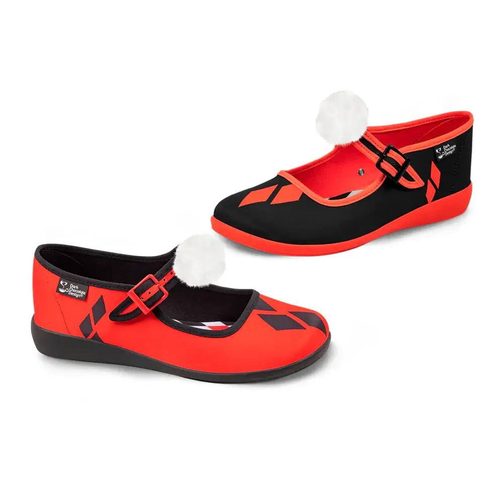 Chocolaticas Jinxie Women's Mary Jane Flat Shoes | Red & Black