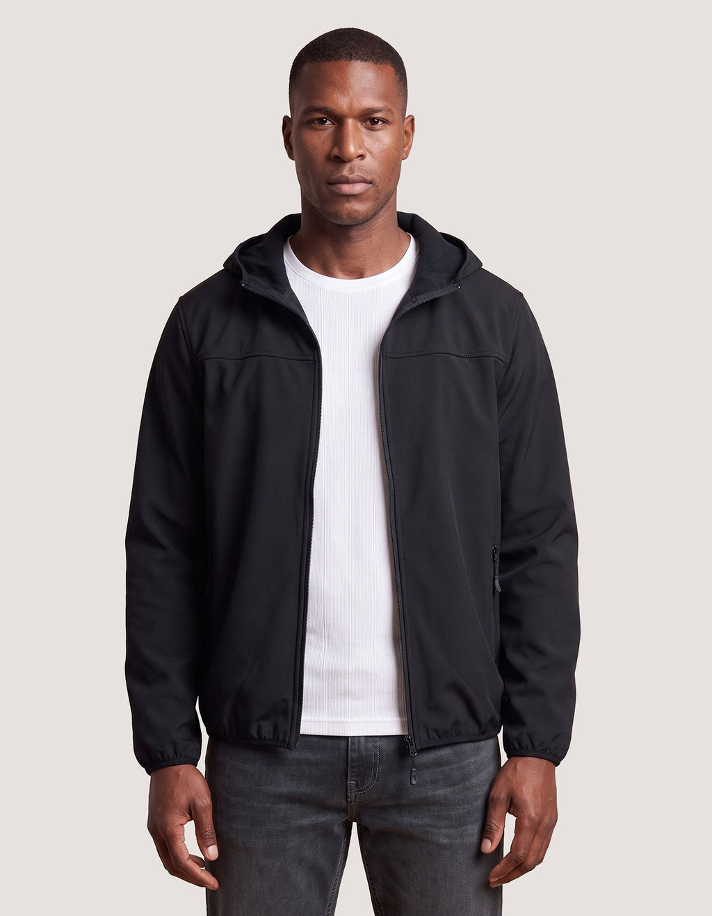 Black Hooded Windbreaker Jacket