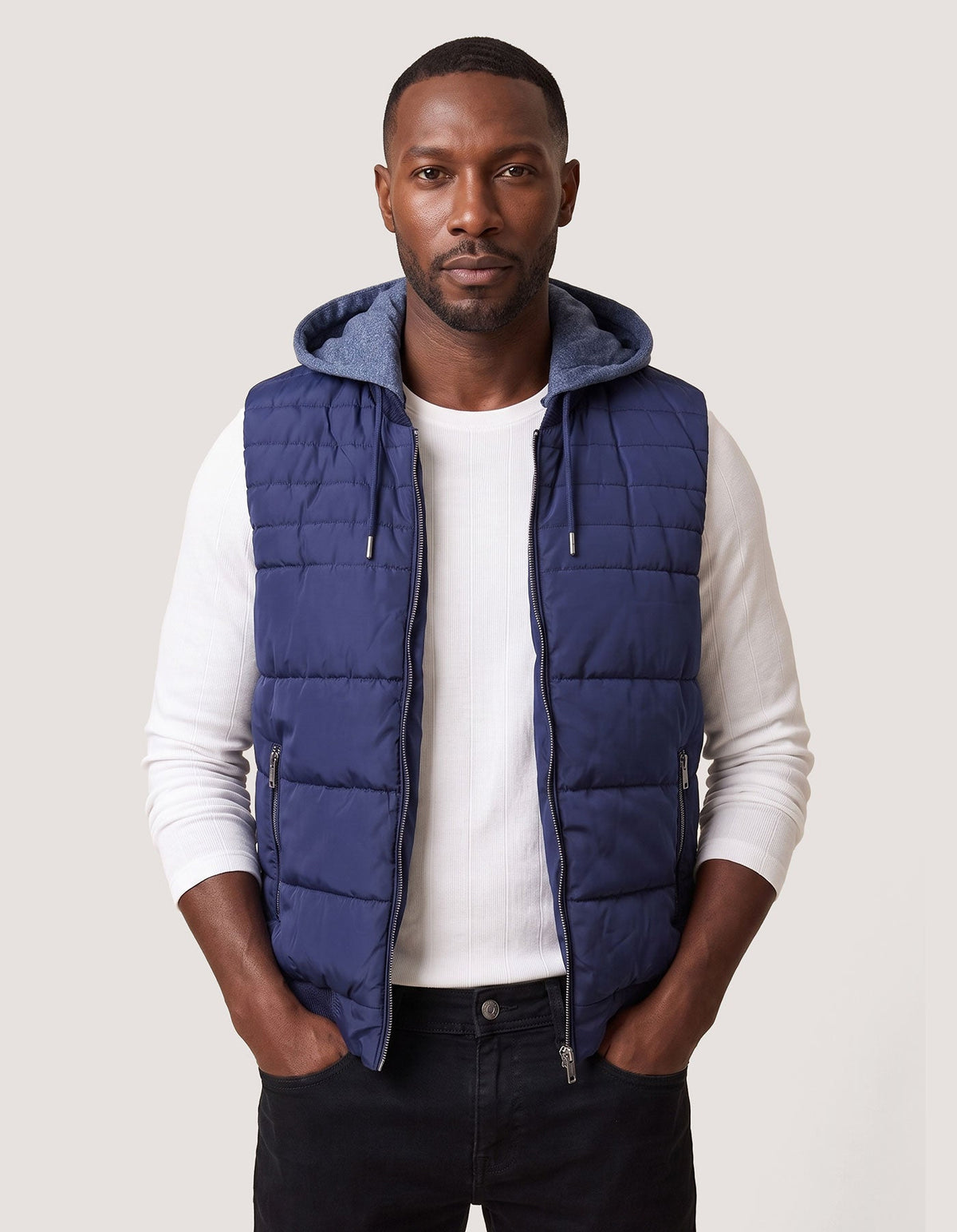 Navy Hooded Gilet Jacket