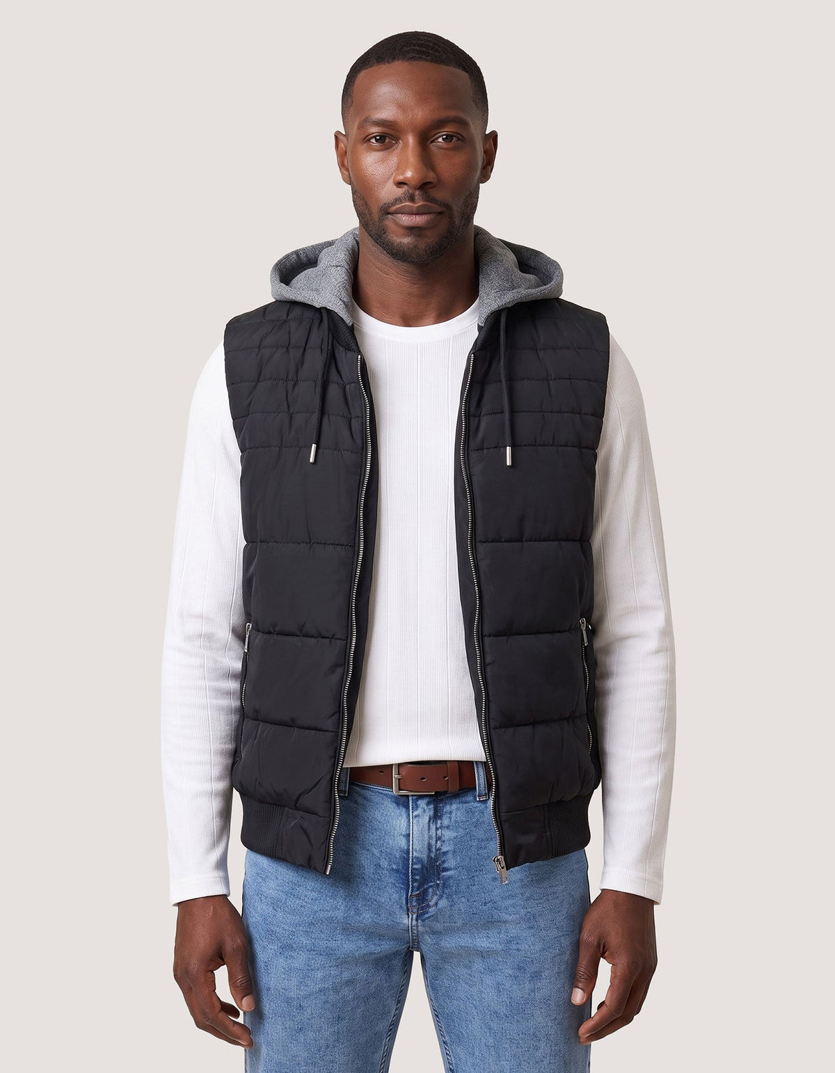 Black Hooded Gilet Jacket