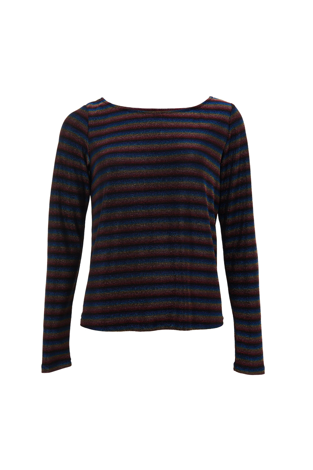 Josiane Sparkle Stripe Boat Neck Top - Gold