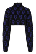 Banned Apparel Lyric Jumper – Black & Purple Coffin Print Cropped Knit