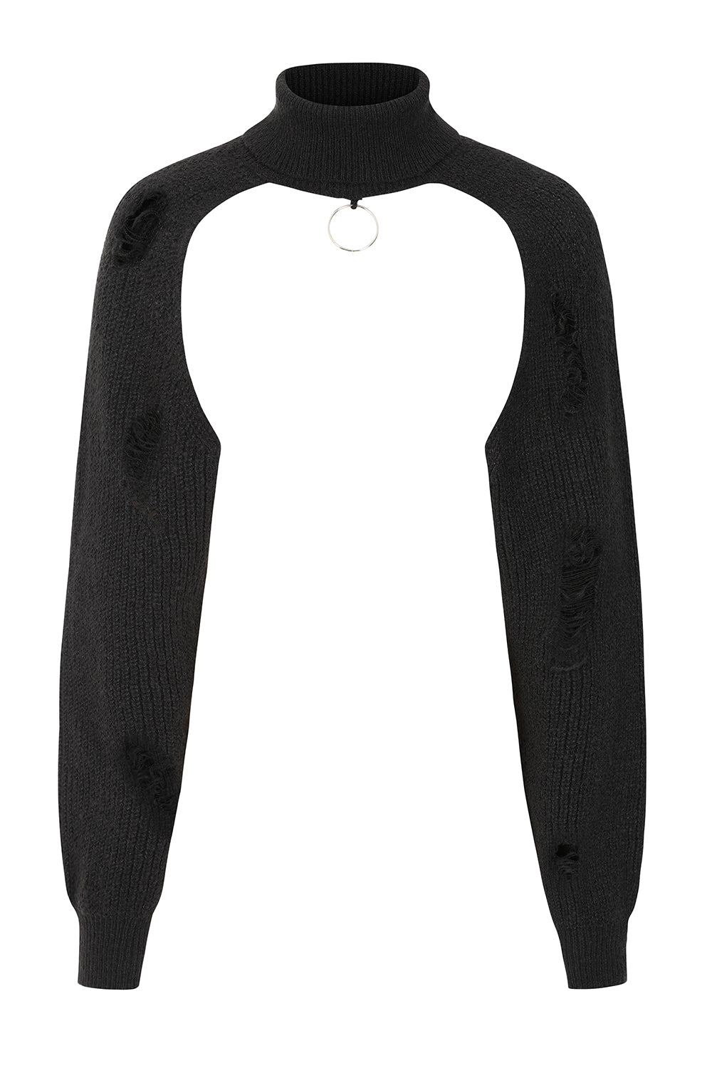 Banned Apparel Damara Jumper – Black Distressed Cropped Goth Shrug