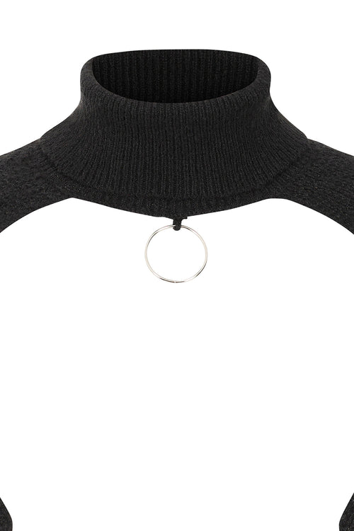 Banned Apparel Damara Jumper – Black Distressed Cropped Goth Shrug