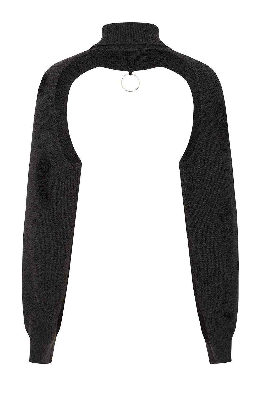 Banned Apparel Damara Jumper – Black Distressed Cropped Goth Shrug