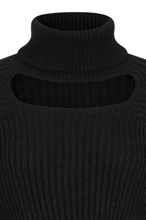 Banned Apparel Elysia Black Cropped Knit Jumper | Distressed Goth Style