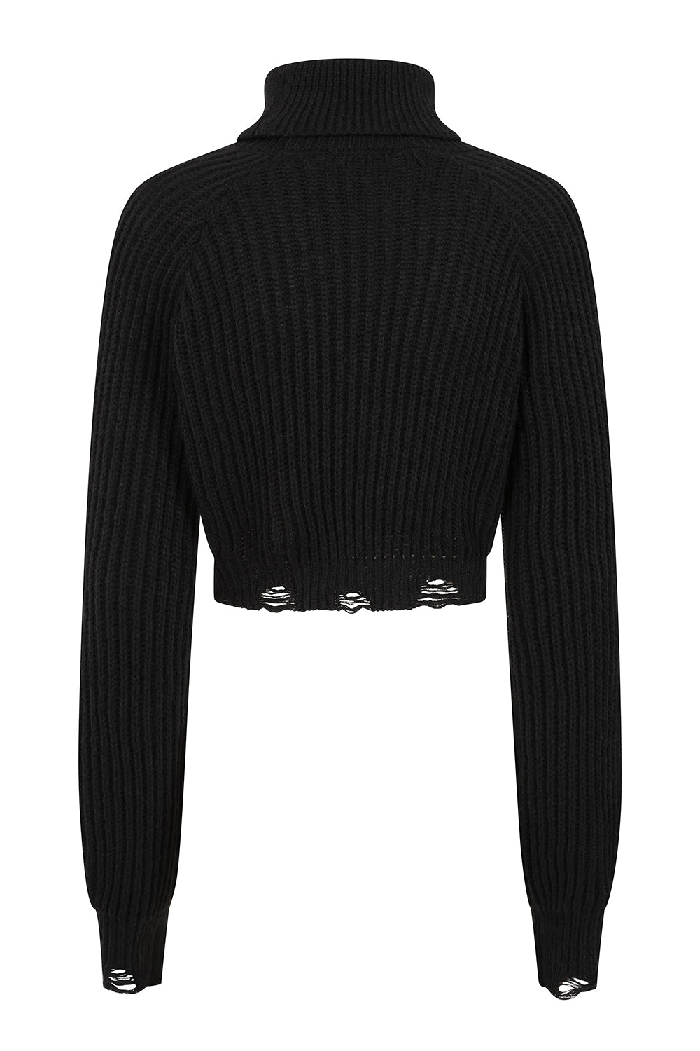 Banned Apparel Elysia Black Cropped Knit Jumper | Distressed Goth Style