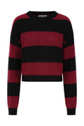 Banned Apparel Elara Jumper – Black and Red Striped Goth Cropped Knit