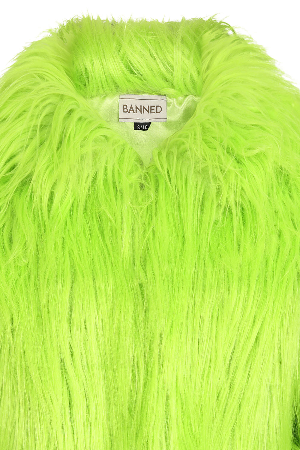 Banned Apparel Glacia Neon Green Faux Fur Jacket – Shaggy Cropped Coat