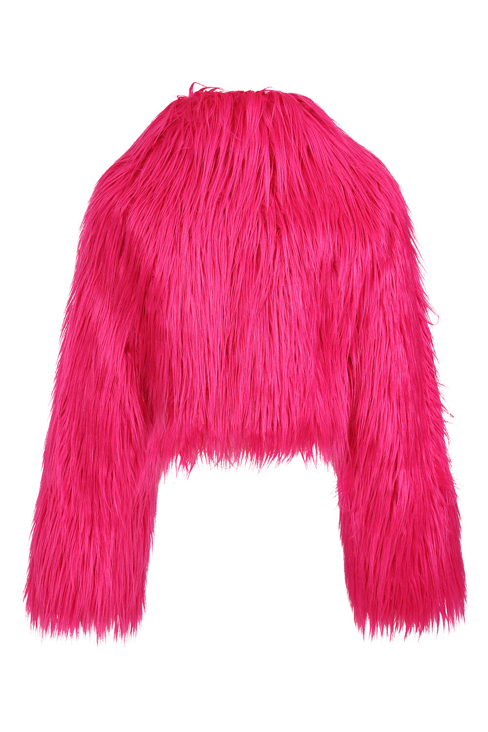 Banned Apparel Glacia Hot Pink Faux Fur Jacket – Shaggy Cropped Coat