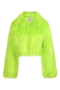Banned Apparel Glacia Neon Green Faux Fur Jacket – Shaggy Cropped Coat