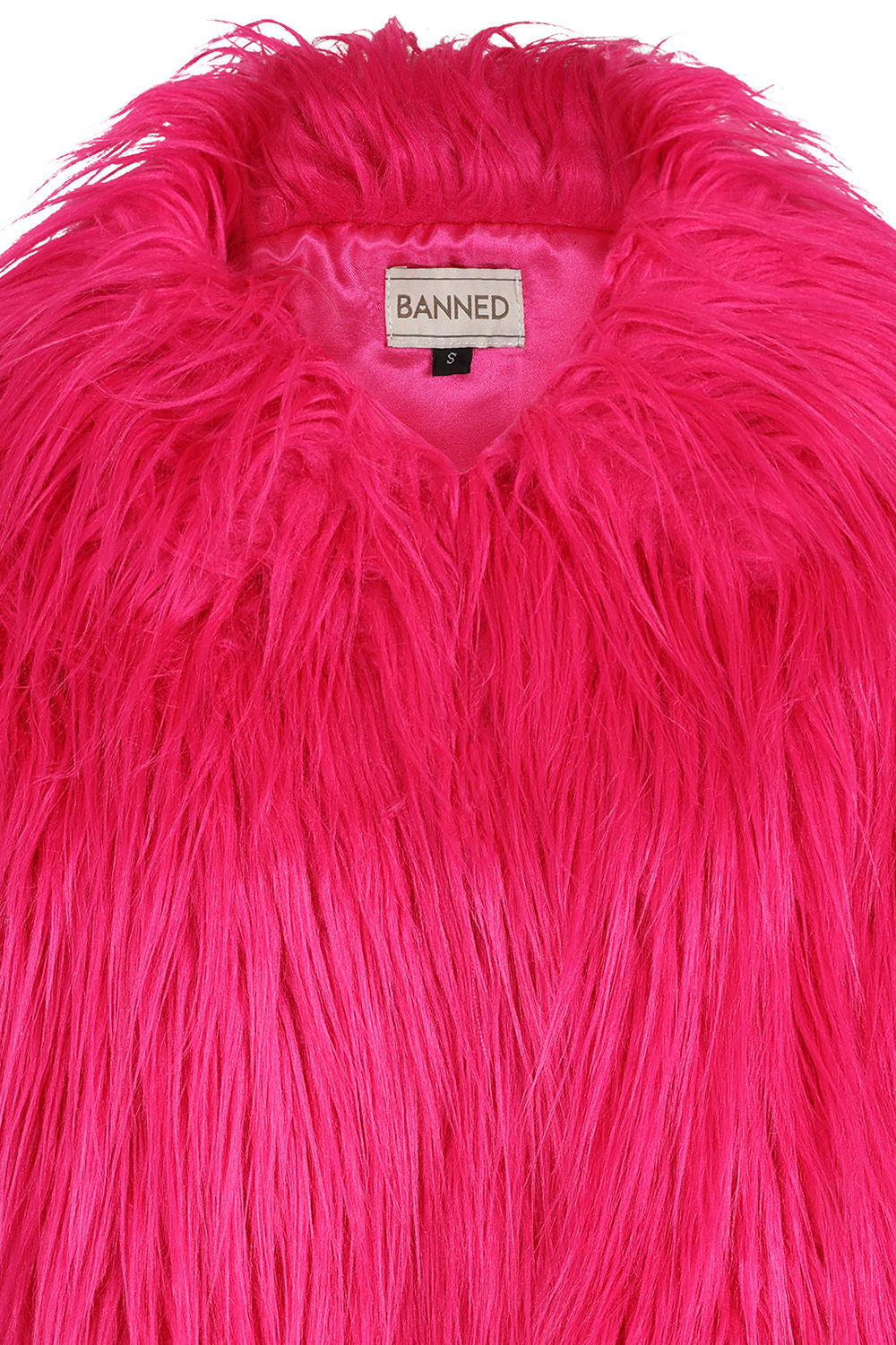 Banned Apparel Glacia Hot Pink Faux Fur Jacket – Shaggy Cropped Coat