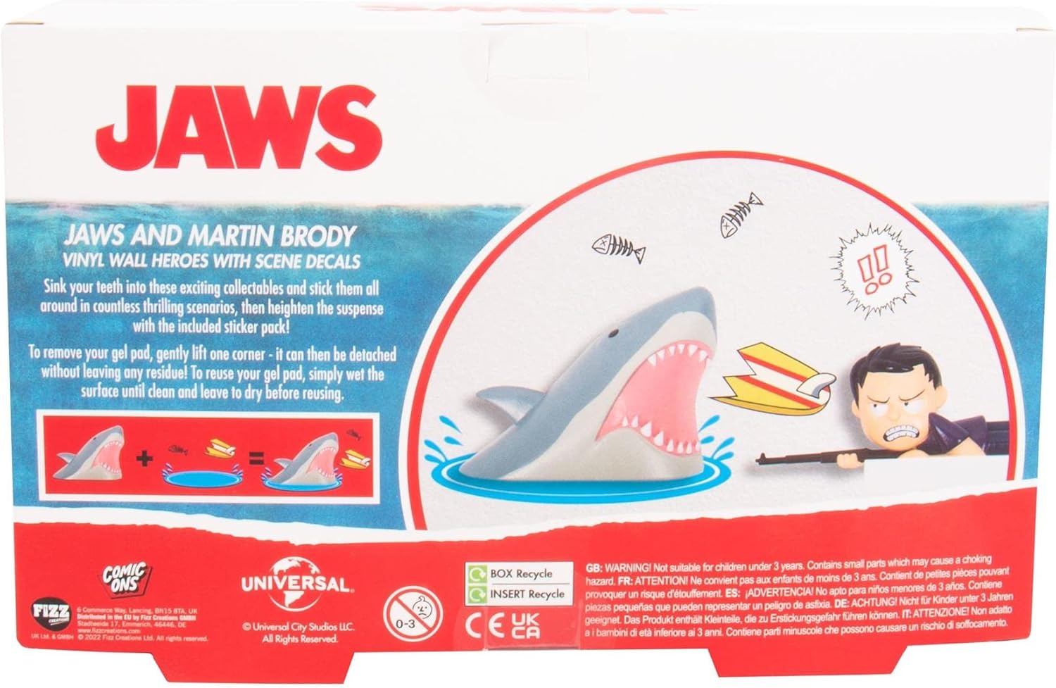 Jaws Comic Ons Collectible Wall Decals - 2 Pack Reusable Figurines