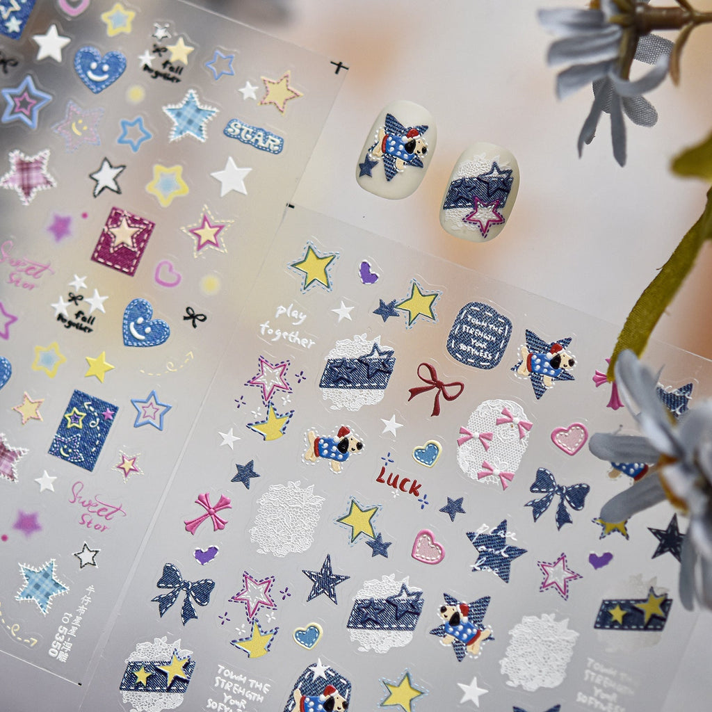 LuLuFun Studio Puppy Nail Deco Stickers – Jeans Style DIY Nail Art Decals