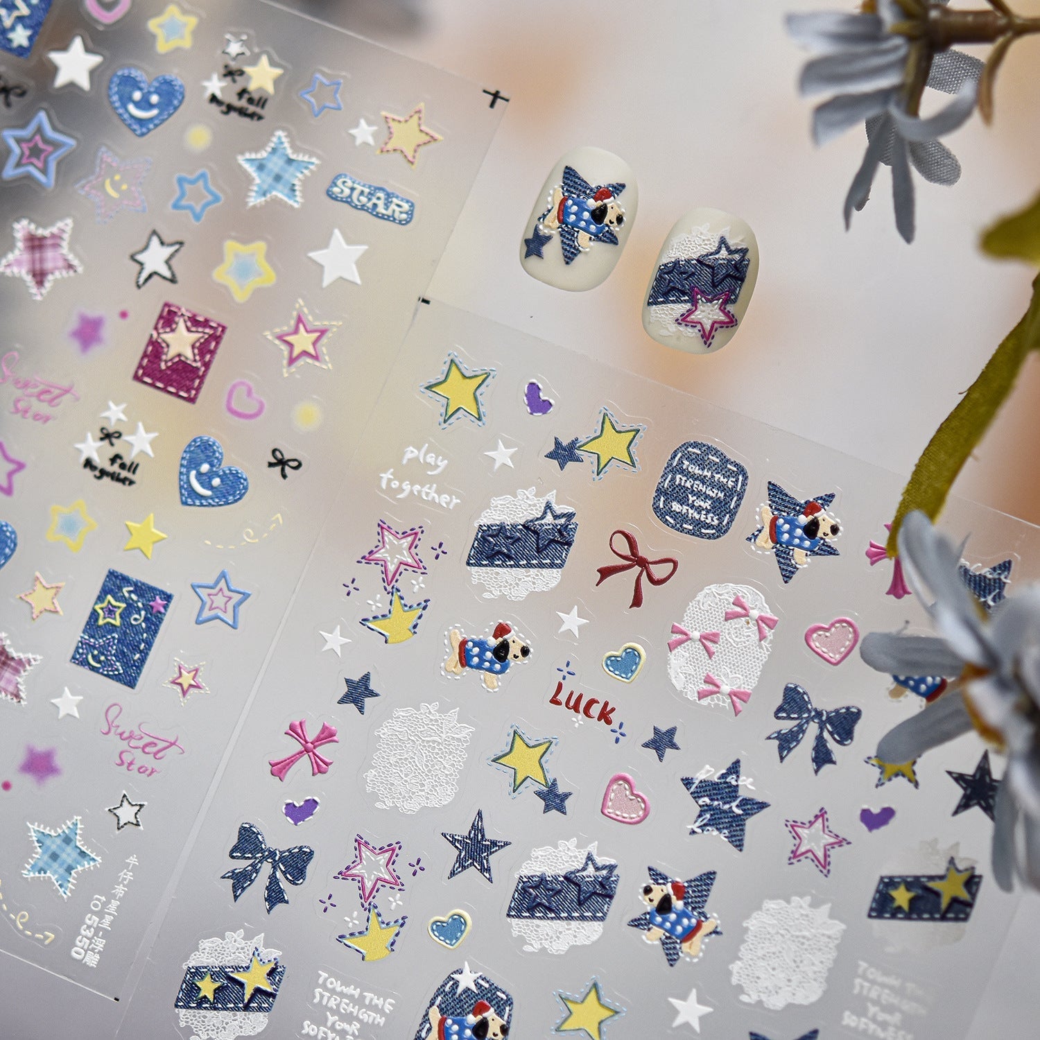 LuLuFun Studio Puppy Nail Deco Stickers – Jeans Style DIY Nail Art Decals