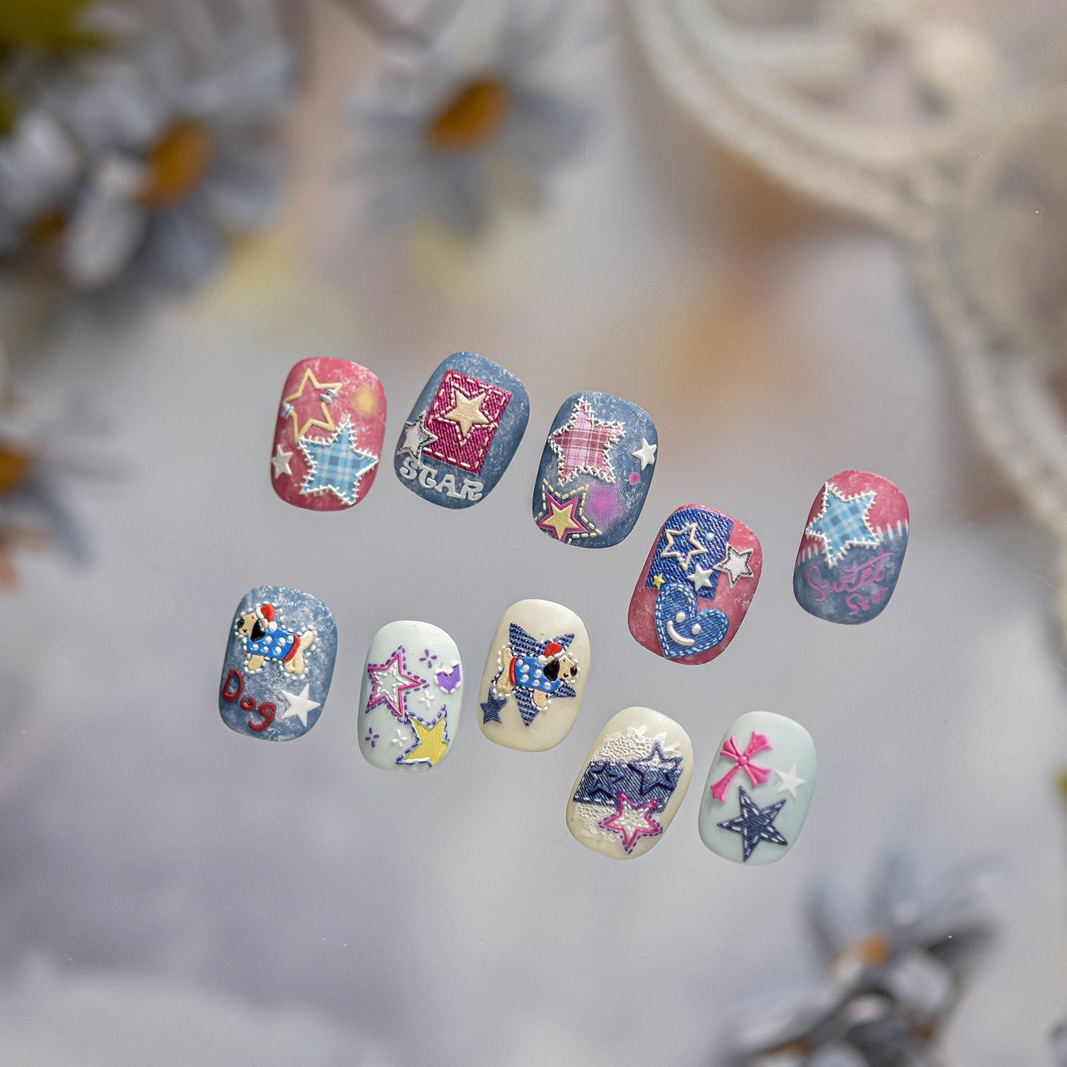 LuLuFun Studio Puppy Nail Deco Stickers – Jeans Style DIY Nail Art Decals