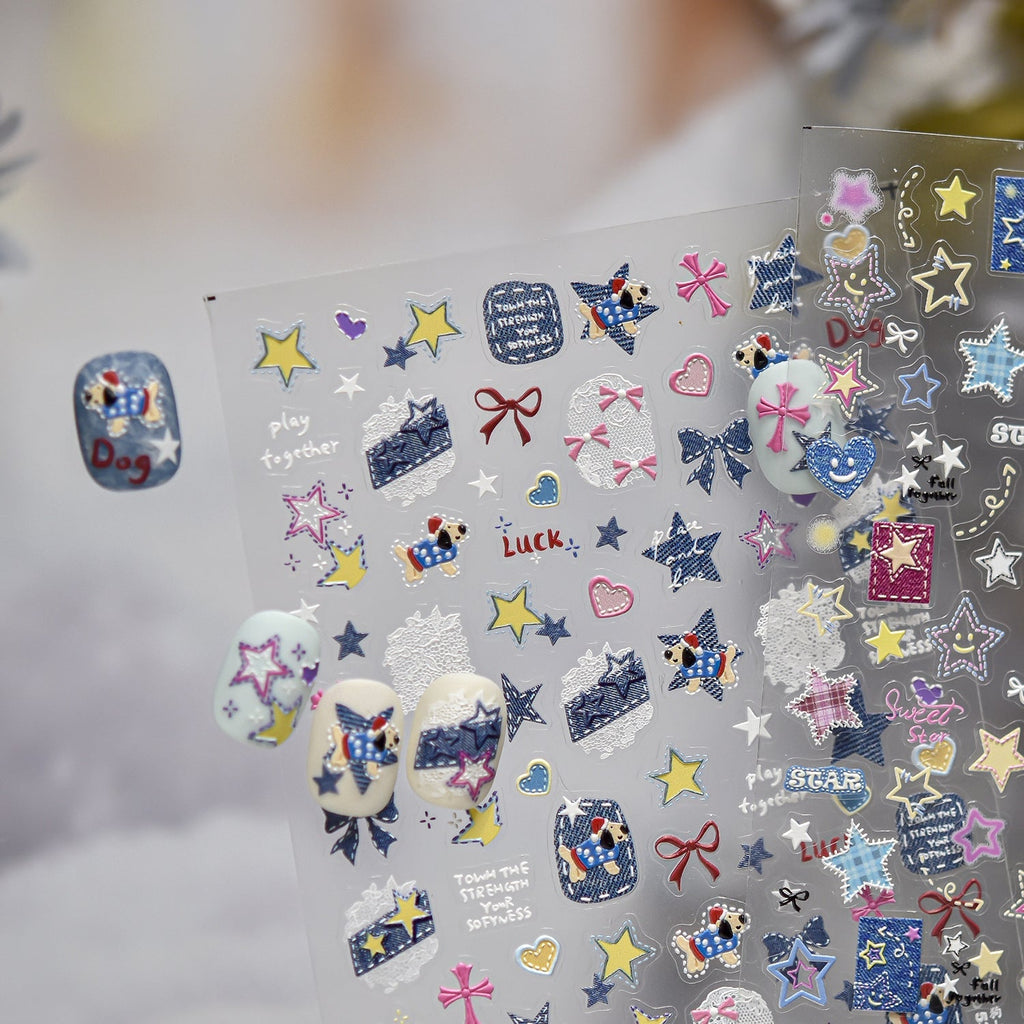 LuLuFun Studio Puppy Nail Deco Stickers – Jeans Style DIY Nail Art Decals