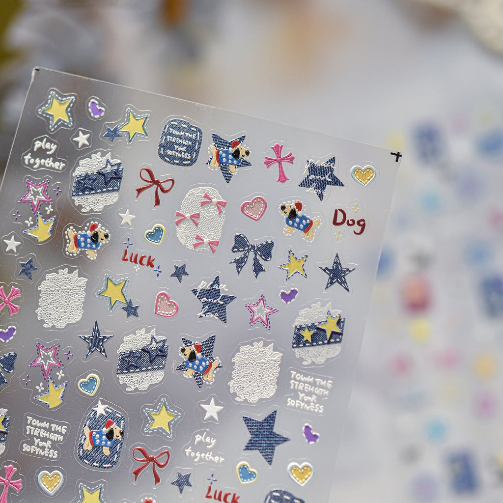 LuLuFun Studio Puppy Nail Deco Stickers – Jeans Style DIY Nail Art Decals