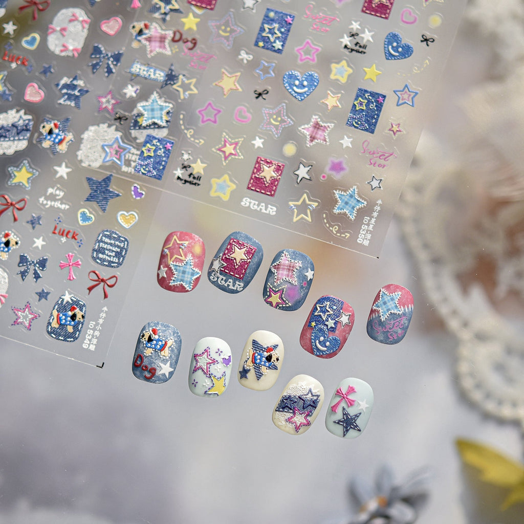 LuLuFun Studio Puppy Nail Deco Stickers – Jeans Style DIY Nail Art Decals