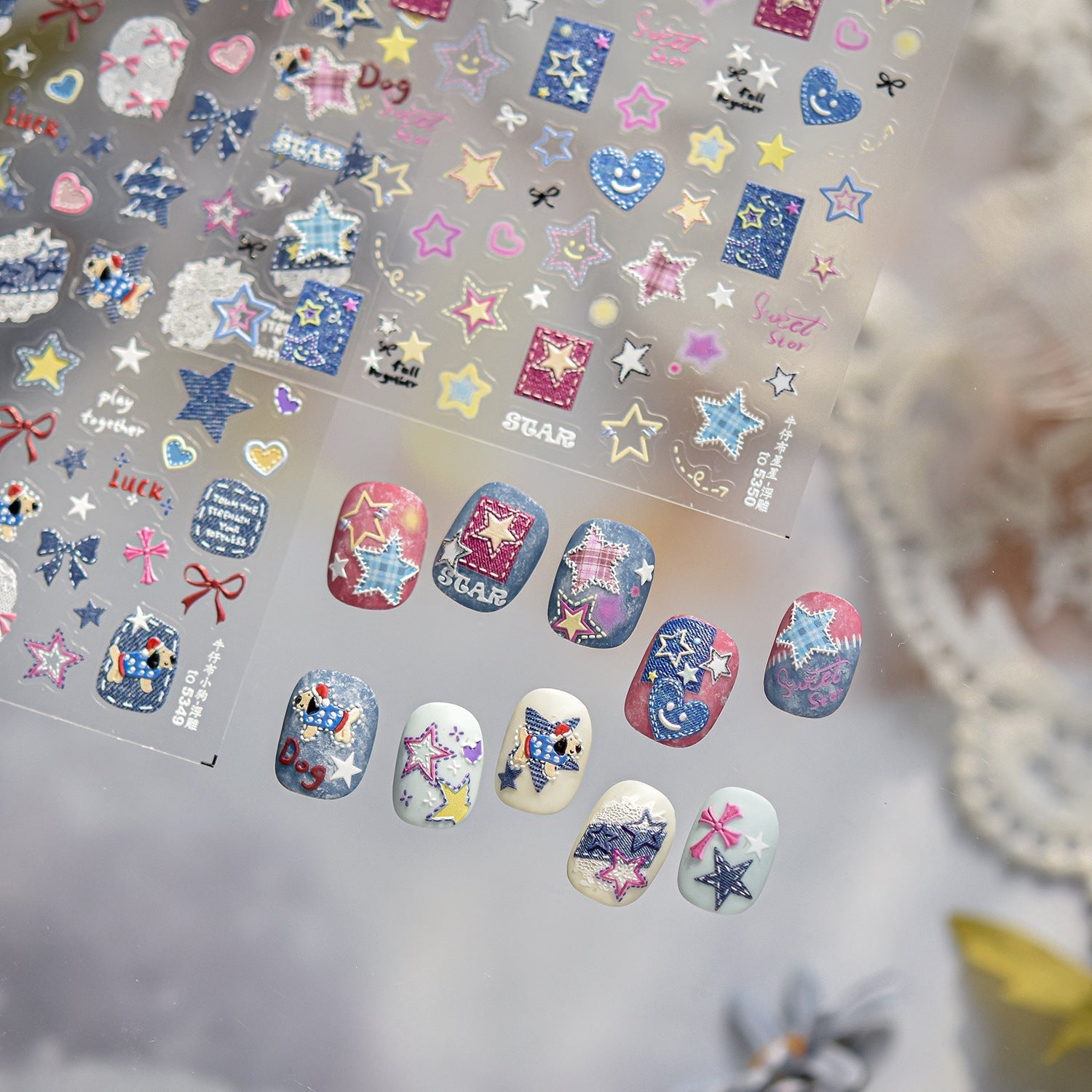 LuLuFun Studio Puppy Nail Deco Stickers – Jeans Style DIY Nail Art Decals